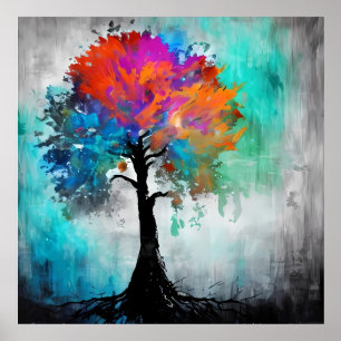 Abstract Tree Watercolor Poster