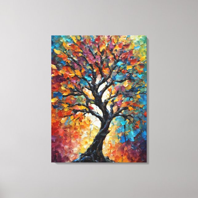 Abstract tree with colourful leaves canvas print (Front)