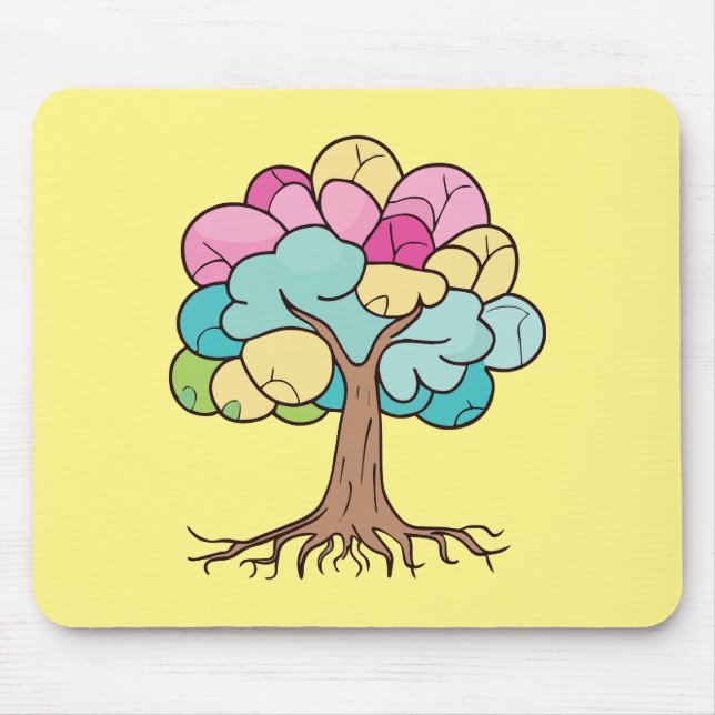 Abstract tree with roots and colourful leaves. mouse mat (Front)