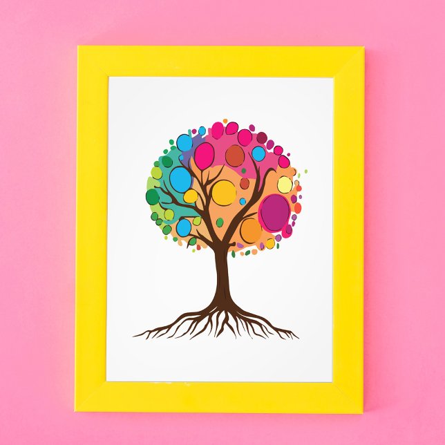 Abstract tree with roots and colourful leaves. photo print (Abstract tree with roots and colorful leaves. photo print )