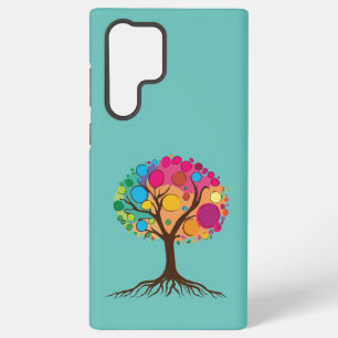 Abstract tree with roots and colourful leaves. samsung galaxy case
