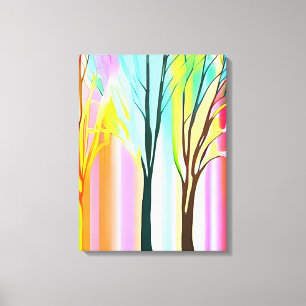 Abstract Trees in Multicolored Pastels Canvas Print