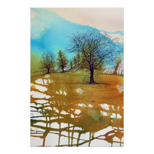 Abstract Trees Painting Landscape Art Poster