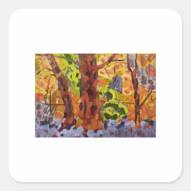 Abstract Trees Square Sticker (Front)