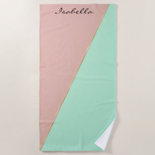 Abstract Trendy Blush Pink Mint Collection Beach Towel
