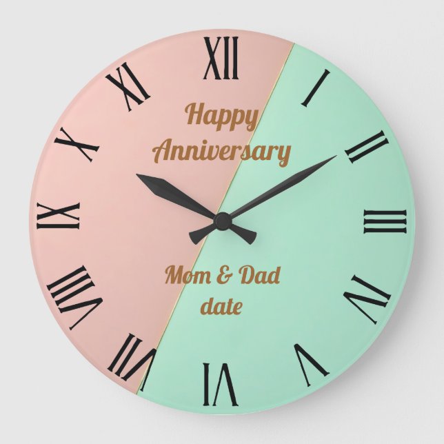 Abstract Trendy Blush Pink Mint Collection Large Clock (Front)