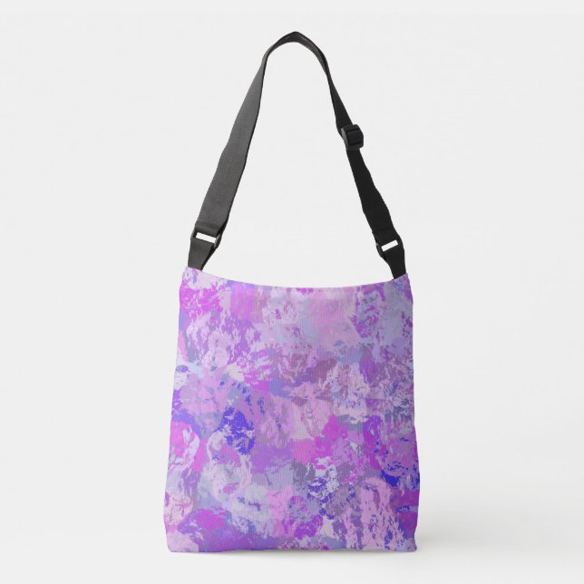 Abstract Trendy Camo Pink Purple Blue Crossbody Bag (Front)