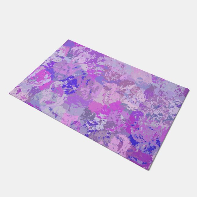 Abstract Trendy Camo Pink Purple Blue Doormat (Angled)