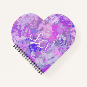 Abstract Trendy Camo Pink Purple Blue Heart Notebook
