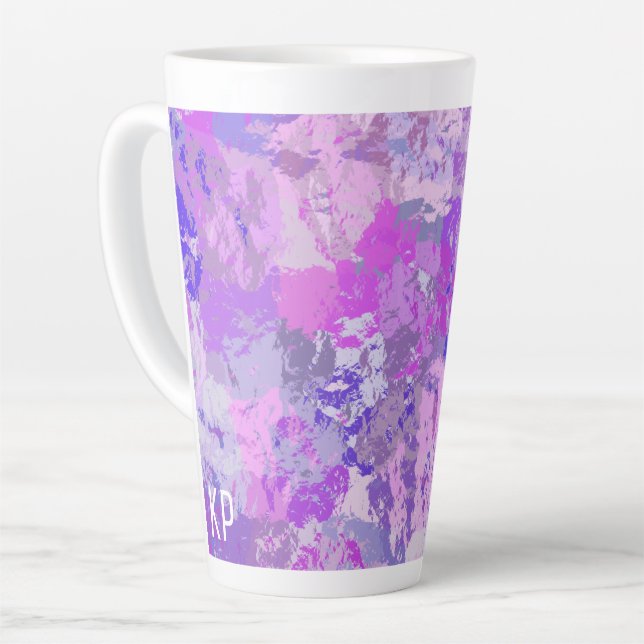 Abstract Trendy Camo Pink Purple Blue Latte Mug (Left Angle)