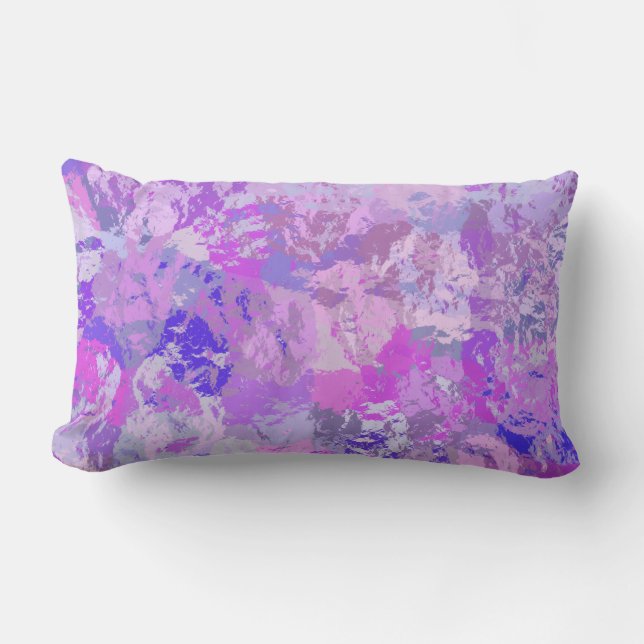 Abstract Trendy Camo Pink Purple Blue Lumbar Cushion (Front)