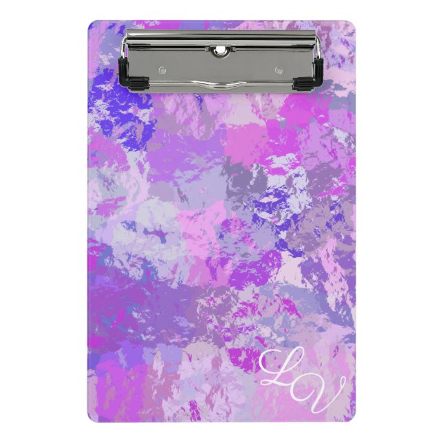 Abstract Trendy Camo Pink Purple Blue Mini Clipboard (Front)