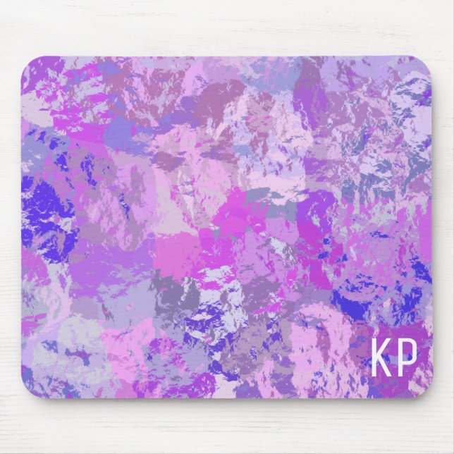 Abstract Trendy Camo Pink Purple Blue Mouse Mat (Front)