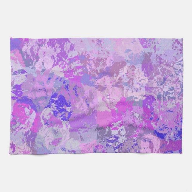 Abstract Trendy Camo Pink Purple Blue Tea Towel (Horizontal)