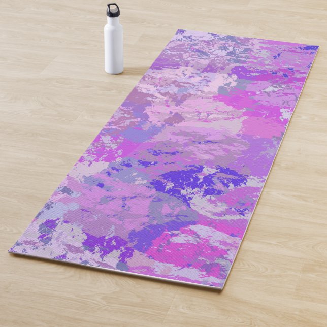 Abstract Trendy Camo Pink Purple Blue Yoga Mat (In Situ)