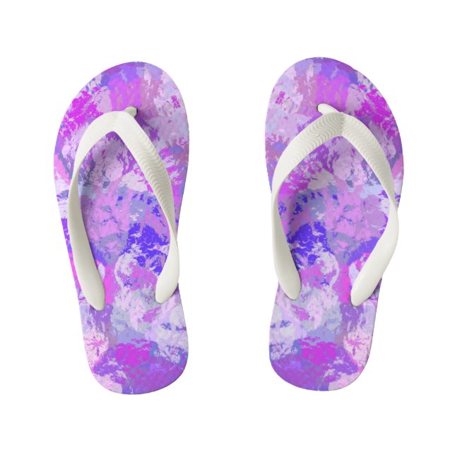 Abstract Trendy Camo Pink Purple Kid's Flip Flops (Footbed)