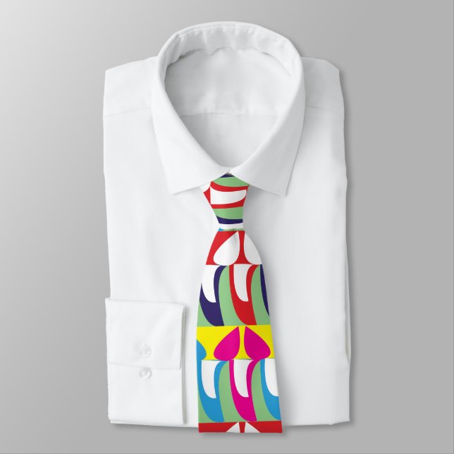 Abstract Trendy Modern Colourful Pattern Tie (Tied)