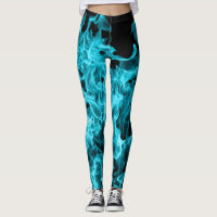Abstract Trendy Modern On Fire Aqua Flames