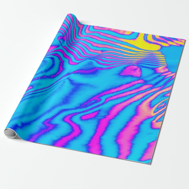 Abstract trendy neon coloured psychedelic fluoresc wrapping paper (Unrolled)