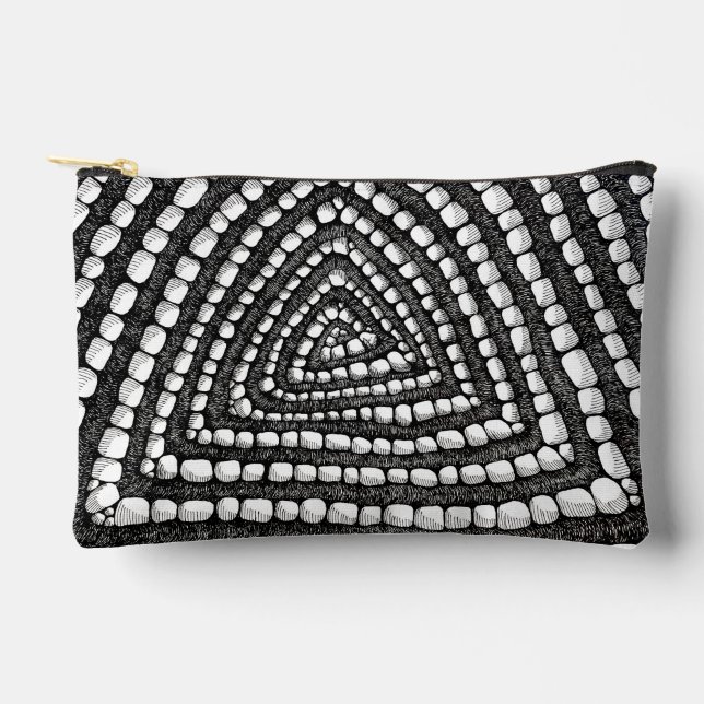 Abstract Triangle Detailed Pen and Ink Shapes  Accessory Pouch (Front)