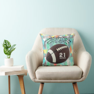 Abstract Triangle Football Boys Birth Record Cushion