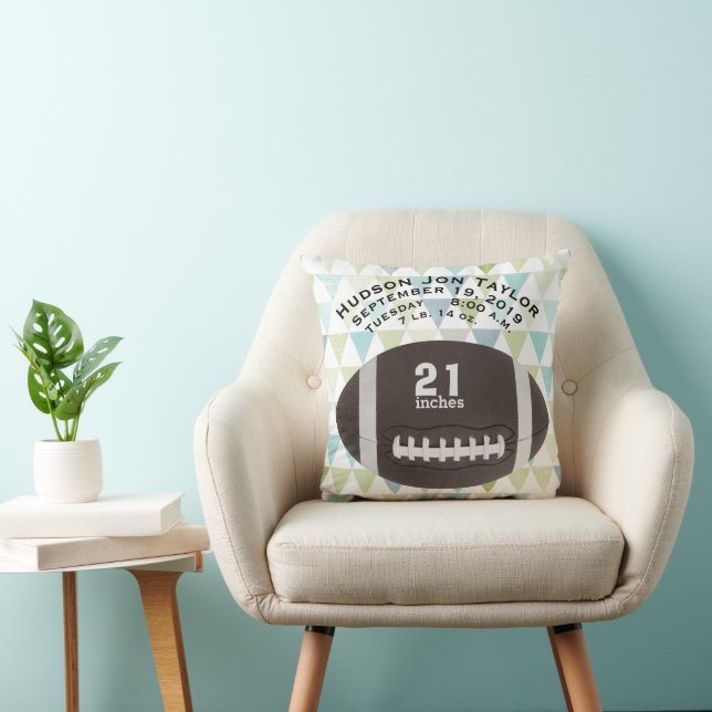 Abstract Triangle Football Boys Birth Record Cushion (Chair)