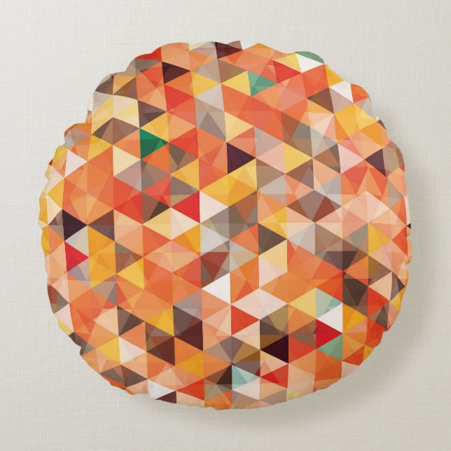 Abstract Triangle Geometric Seamless Pattern Round Cushion (Front)