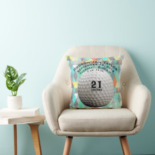 Abstract Triangle Golf Ball Boys Birth Record Cushion