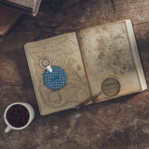 Abstract triangle pattern name blue key ring