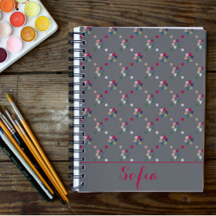 Abstract triangle pattern name grey notebook