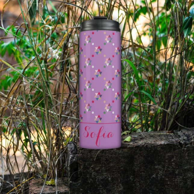 Abstract triangle pattern name lavender thermal tumbler (Creator Uploaded)