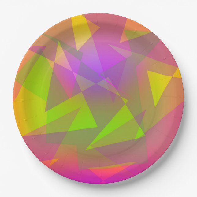 Abstract Triangles and Rectangles Paper Plate (Front)