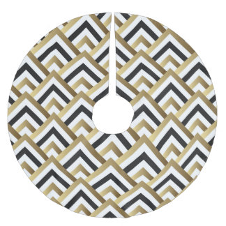 Abstract Triangles: Gold Black Seamless Brushed Polyester Tree Skirt