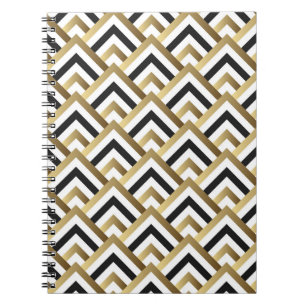 Abstract Triangles: Gold Black Seamless Notebook