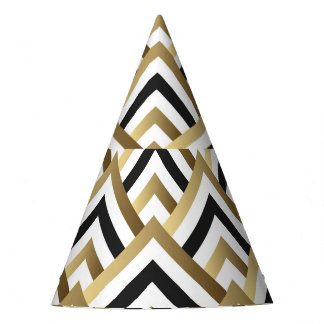 Abstract Triangles: Gold Black Seamless Party Hat