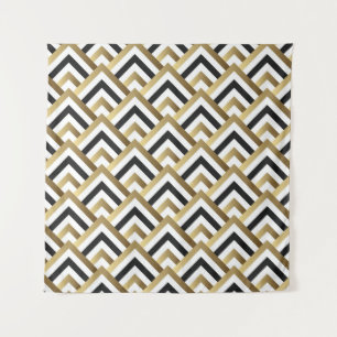 Abstract Triangles: Gold Black Seamless Tapestry