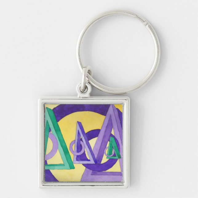 Abstract Triangles Key Ring (Front)
