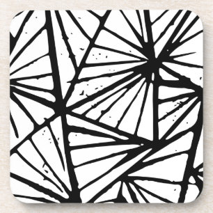 Abstract Triangles Lino Print Coaster