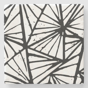 Abstract Triangles Lino Print Stone Coaster
