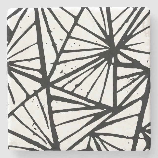 Abstract Triangles Lino Print Stone Coaster (Front)