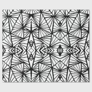 Abstract Triangles Lino Print Wrapping Paper
