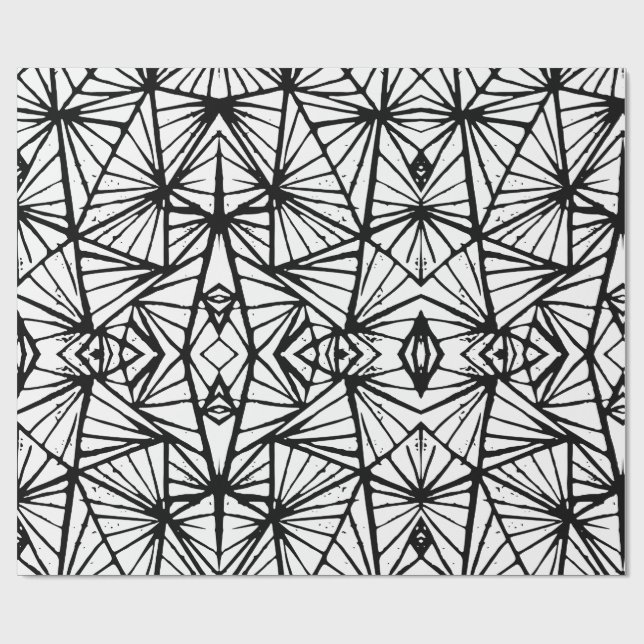 Abstract Triangles Lino Print Wrapping Paper (Flat)
