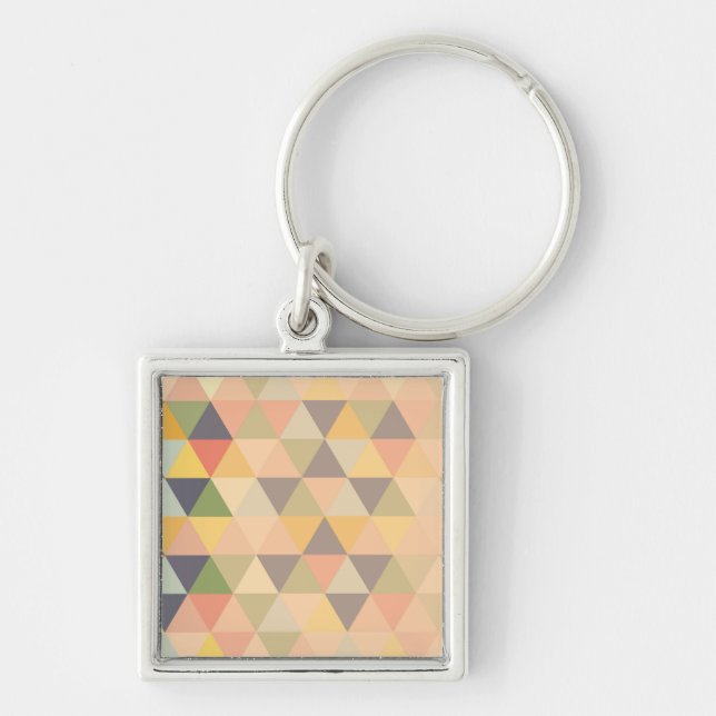 Abstract Triangles Modern Fade Geometric Pattern Key Ring (Front)
