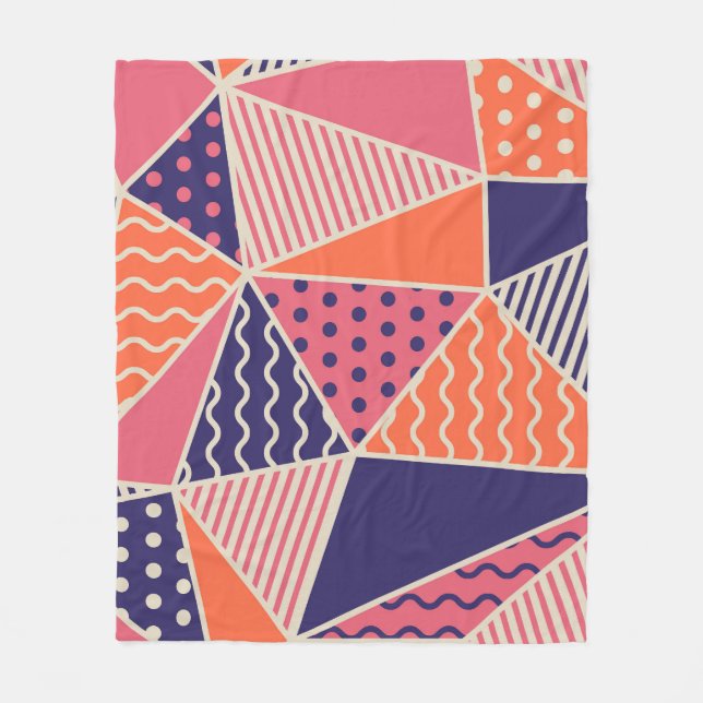Abstract Triangles: Vintage Geometric Background Fleece Blanket (Front)