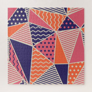 Abstract Triangles: Vintage Geometric Background Jigsaw Puzzle