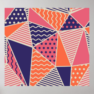 Abstract Triangles: Vintage Geometric Background Poster