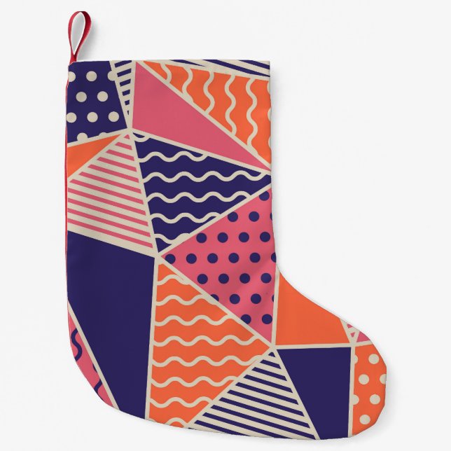 Abstract Triangles: Vintage Geometric Background Small Christmas Stocking (Front)