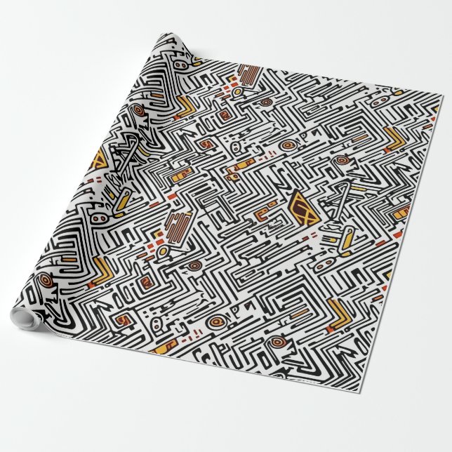 Abstract Tribal African pattern Wrapping Paper (Unrolled)
