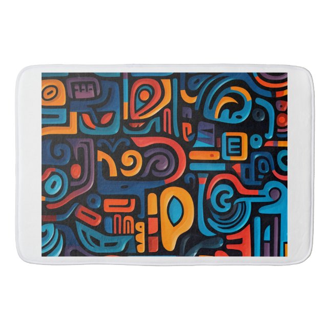 Abstract Tribal Art Blanket Bath Mat (Front)