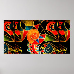 Abstract tribal ethnic geometrical pattern bright  poster